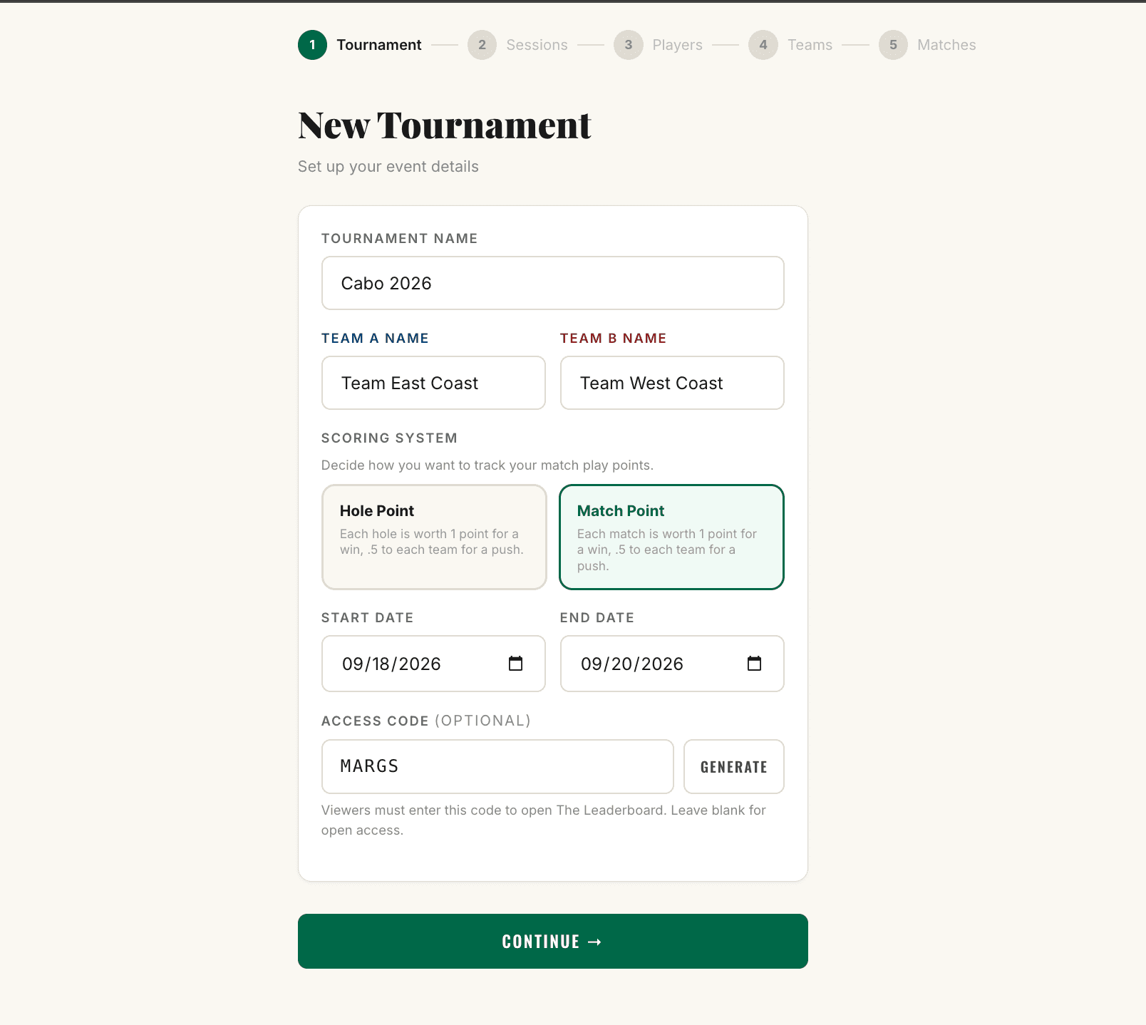 Setting up a charity & outings tournament in LeaderboardLive